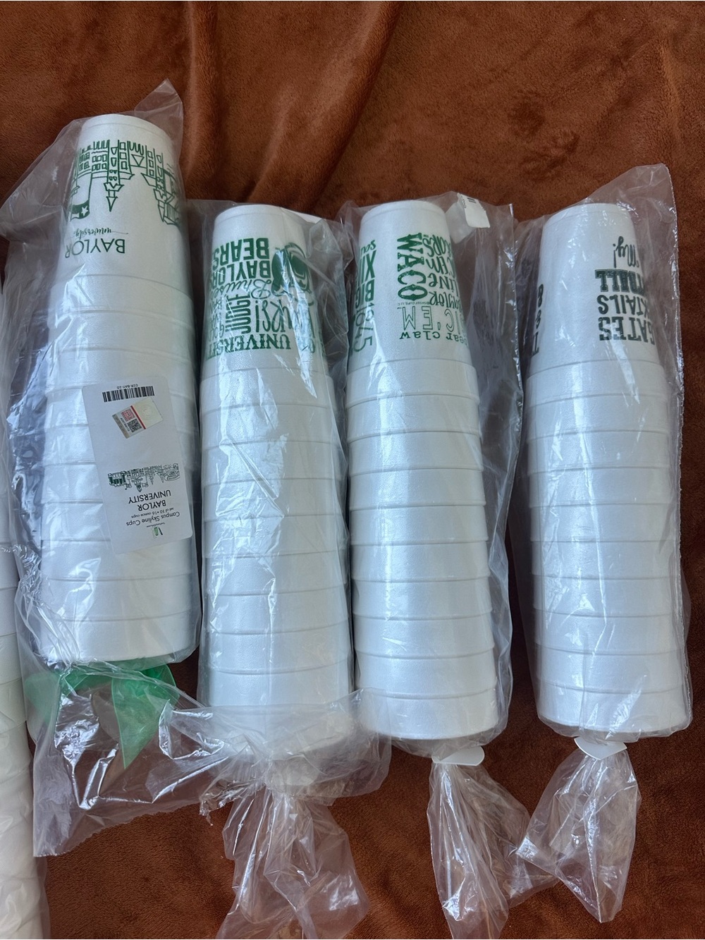 Baylor university White Foam Cups - Pack of Party Cups